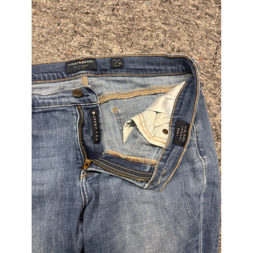 Lucky Brand Mid Rise Sweet Straight Ankle Jeans Blue 10/30 7W12559 - Picture 7 of 14